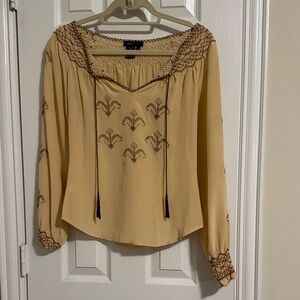 BCBGMaxAzria Cream Blouse with Brown Detailing